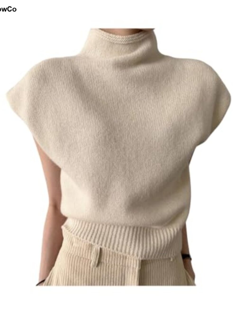 Mock Neck Short Sleeve Sweater Vest Dressy Casual Pullover Top - Picture 2 of 5